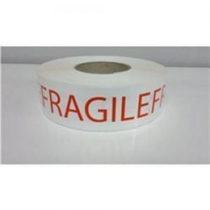 Fragile warning labels wide red on white background
