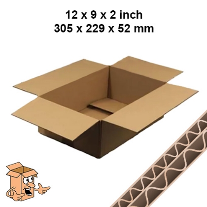 Dimensions: 12" x 9" x 2" (LxWxH) Double wall corrugated cardboard for extra strength