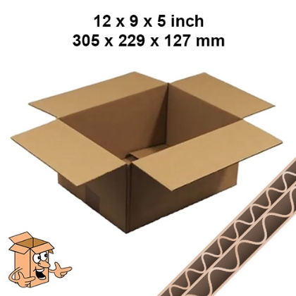 Dimensions: 12" x 9" x 5" (LxWxH) Double walled corrugated cardboard for extra strength